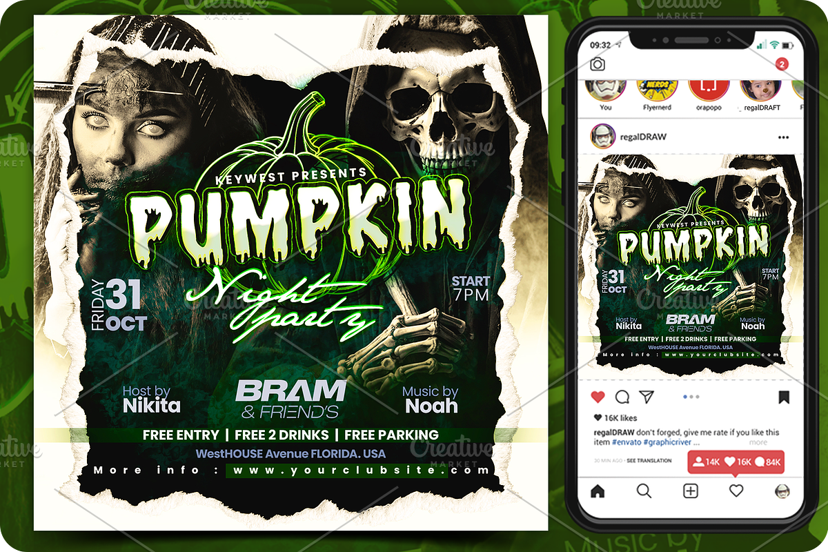Halloween Event Flyer, a Flyer Template by regalDRAW (Photo 1 of 3)