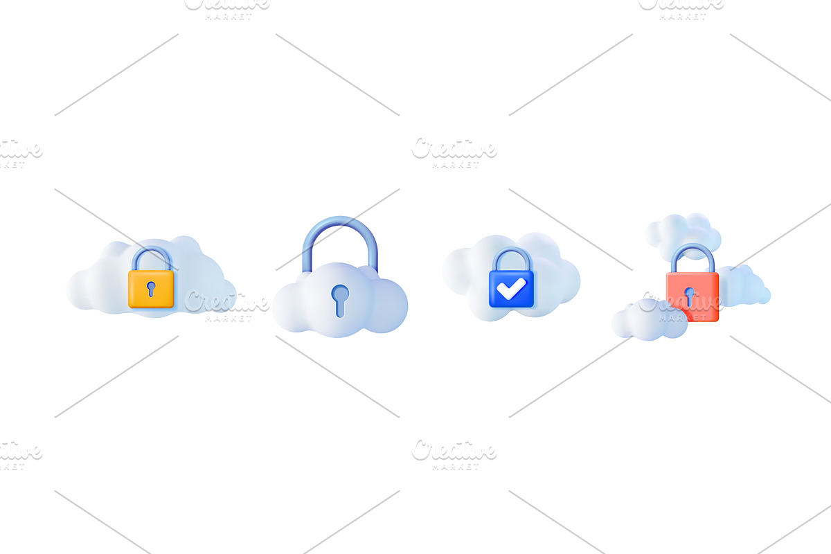 Set of 3d cloud computing icon with, a Technology Illustration by Abscent