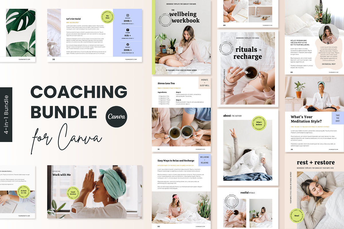 4-in-1 Wellbeing Bundle for Canva, a Templates & Theme by Erin Cassidy (Photo 1 of 29)