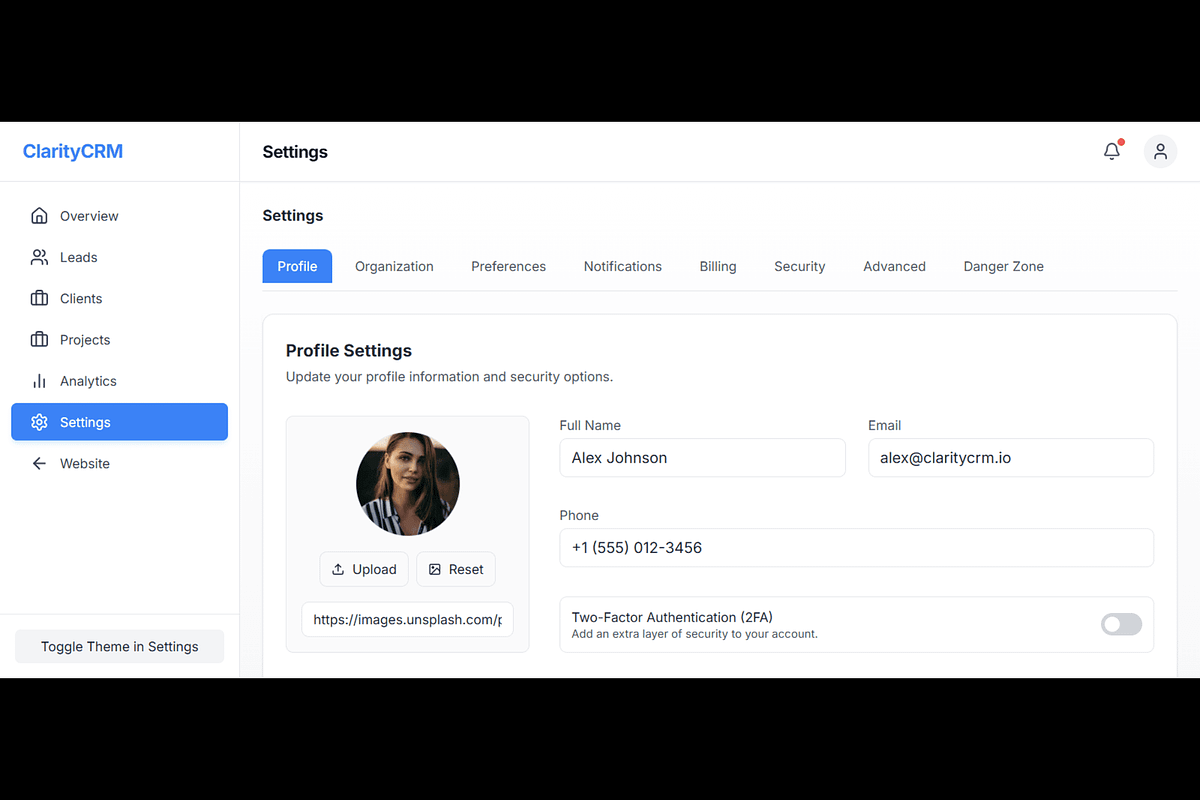 ClarityCRM – SaaS Dashboard Template, a React Template by EmmanuelNdeche (Photo 16 of 17)