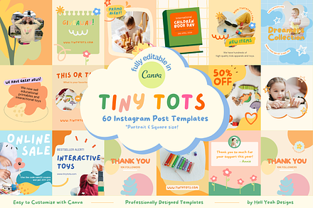 Kids Theme Instagram Post Templates, a Social Media Template by HellYeahDesigns