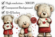 Valentines Teddy Bear Clipart, an Illustration by Libby Wishes (Thumbnail 3 of 7)