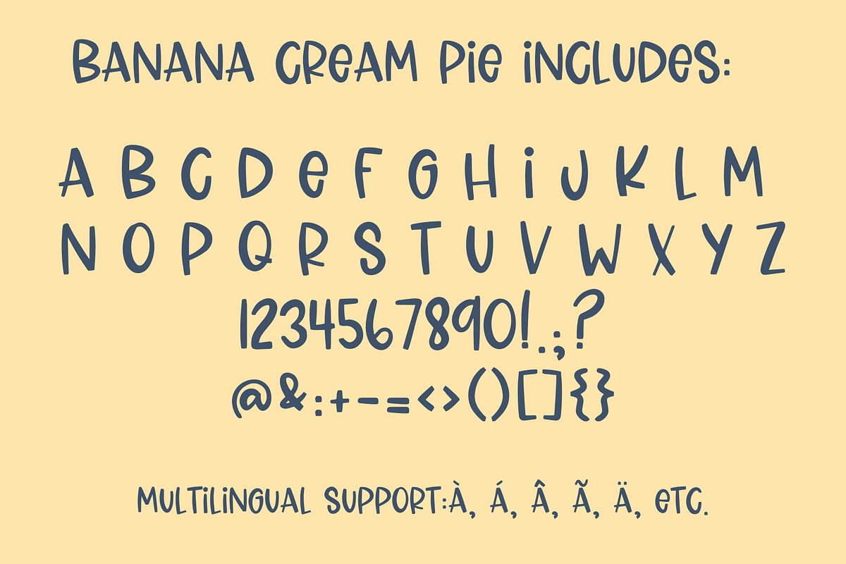 Banana Cream Pie, Fun Handwriting, a Sans Serif Font by Designing Digitals (Photo 2 of 9)