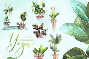 Watercolor Yoga Clipart Set