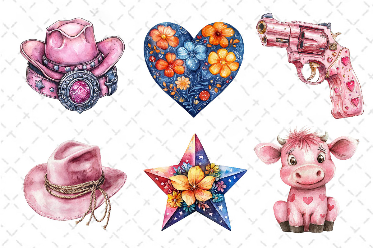 Pink Vintage Western Clipart, an Illustration by Dream Creation (Photo 5 of 6)