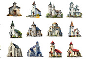 White Church Clipart, an Illustration by DreamArtGraphic (Thumbnail 4 of 4)