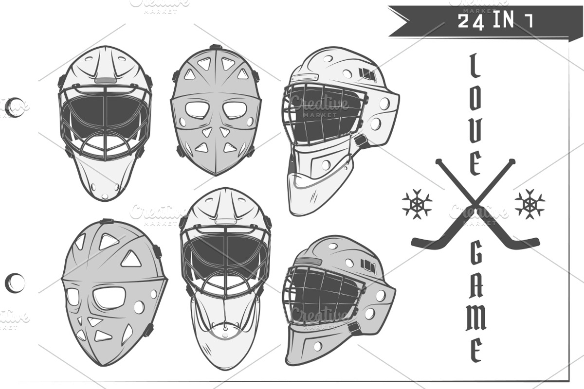24 in 1 Ice Hockey design elements, an Illustration by Hadanello88 (Photo 2 of 5)