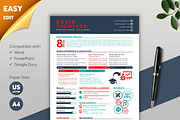 Graphic Resume Word & Google Docs 49, a Resume Template by MrCam Template Resume|CV (Thumbnail 1 of 7)