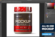 1lb Whey Protein Jar Mockup A3-Pro, a Packaging Mockup by Design Warlord (Thumbnail 2 of 16)