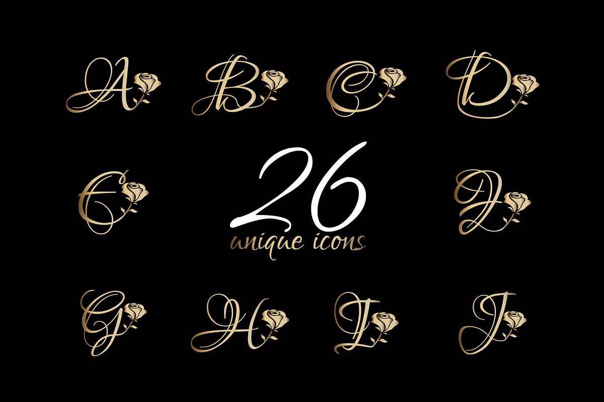 Luxury Letter A-Z with Rose Logo Kit, a Branding & Logo Template by Luxury Logos (Photo 3 of 12)