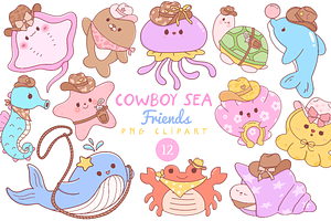 Cowboy Sea Friends PNG Clipart, an Animal Illustration by LemonDesign