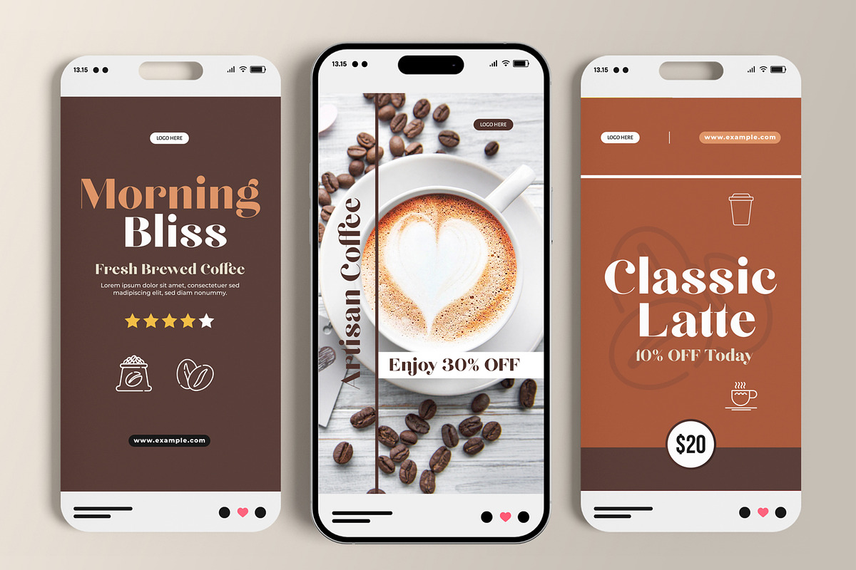 Coffee Social Media Story Set, a Social Media Template by MightyDesign (Photo 1 of 6)