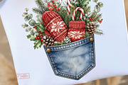 Christmas Denim Pocket Clipart, a Seasonal Illustration by Tanya Kart (Thumbnail 4 of 9)