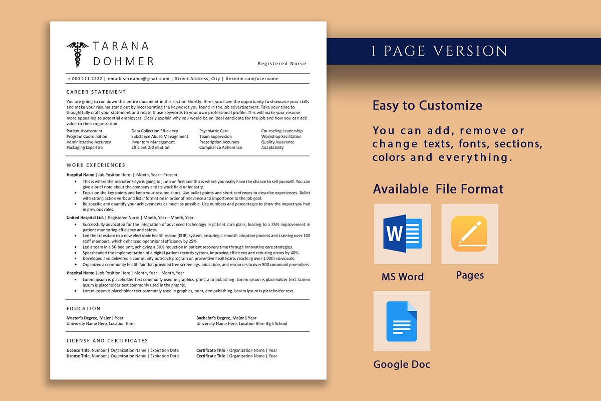 Professional RN Resume Template, a Resume Template by VictoriousVita (Photo 2 of 7)