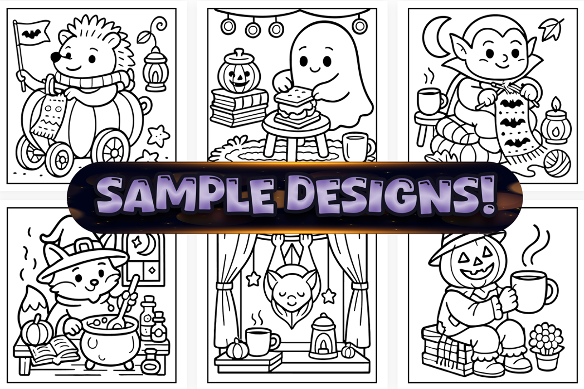 Bold Easy Spooky Cozy Coloring Pages, a Seasonal Illustration by Craftsbeefy (Photo 3 of 4)