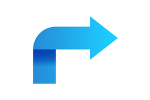 Blue arrow icon, pointing, an Object Illustration by Things for designers
