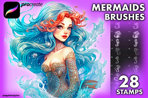 Procreate Mermaids Stamp Brushes