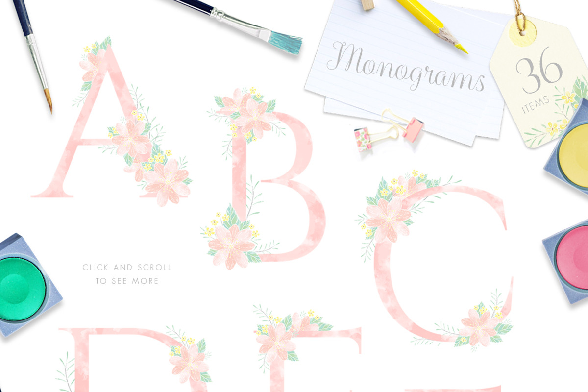 Gentle Spring Bloom & Monograms, an Illustration by Euonia Meraki (Photo 5 of 11)