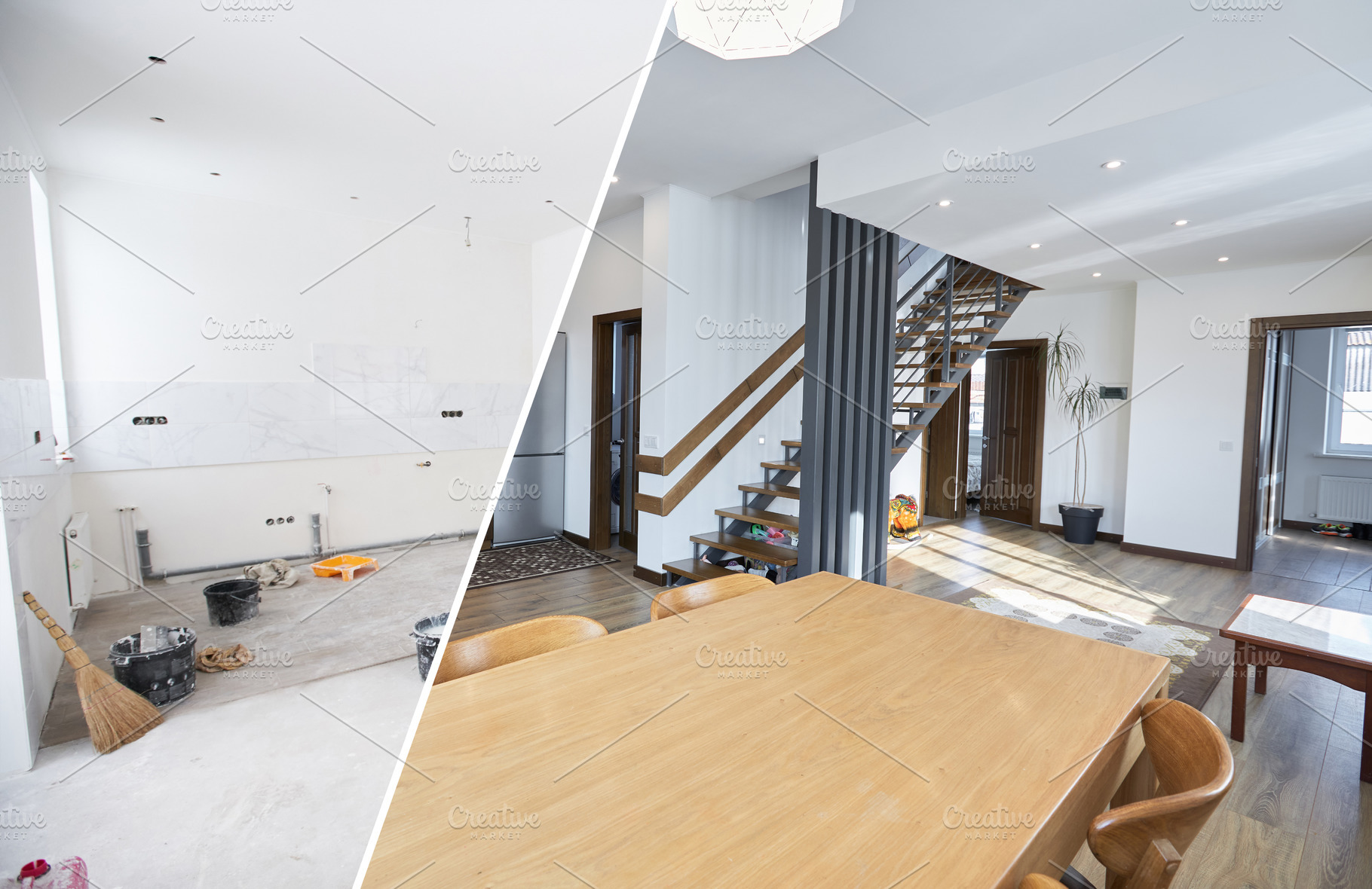 Home renovation concept. Before and, an Architecture Photo by 5max