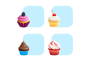 Cupcakes. realistic template of, an Illustration by Onyx