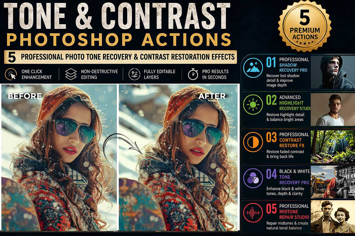 Tone & Contrast Photoshop Actions, an Action Add-On by Studio Retouch (Photo 1 of 11)