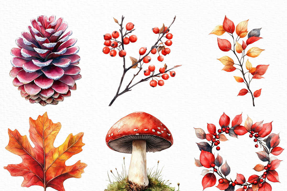Watercolor Crimson Canopy Clipart, an Illustration by Craft Nest (Photo 3 of 6)