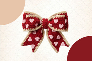 Yarn Crochet Bow Valentine PNG, an Illustration by DreamCafeArt