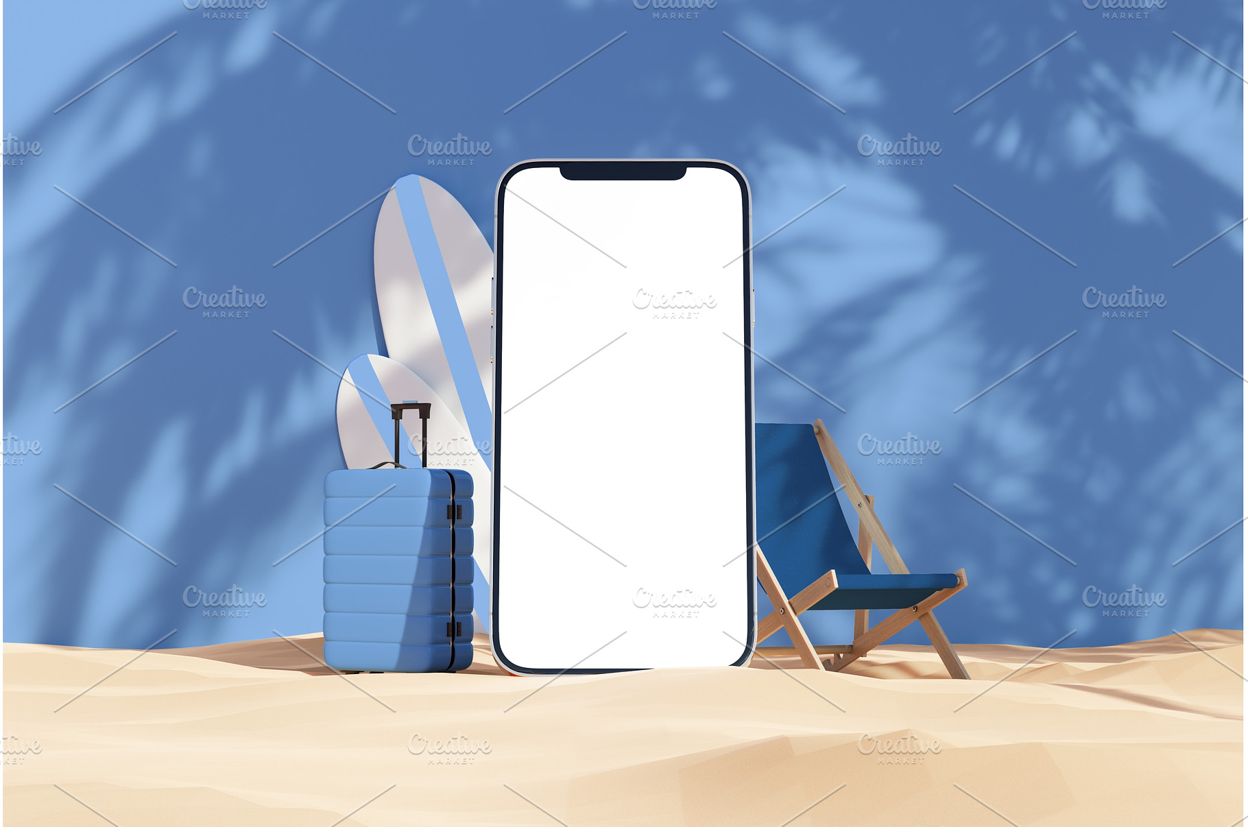 Smartphone mockup placed near beach, a Photo by Daniel Megias