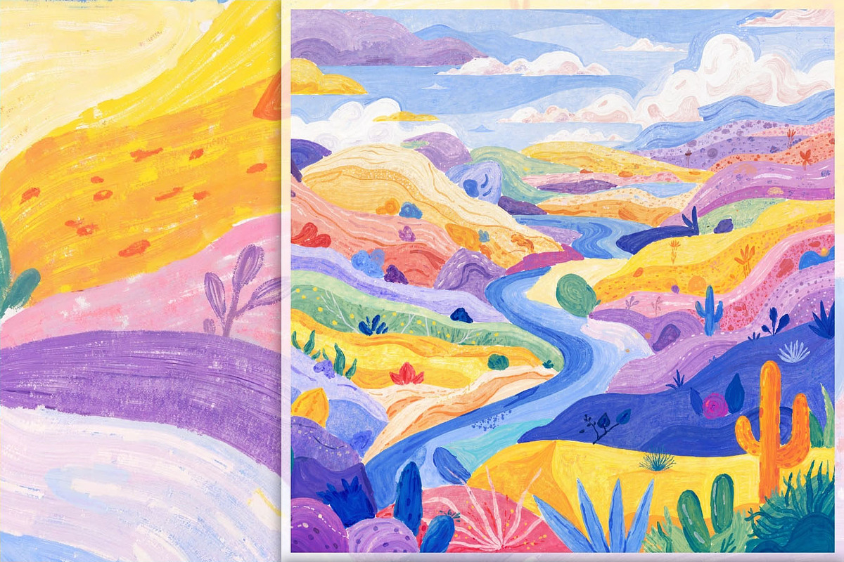 Colorful Cloudy Landscape, a Decorative Illustration by yahu88studio (Photo 10 of 10)