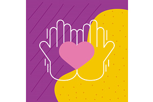 heart on palm hands, an Object Illustration by studiogstock