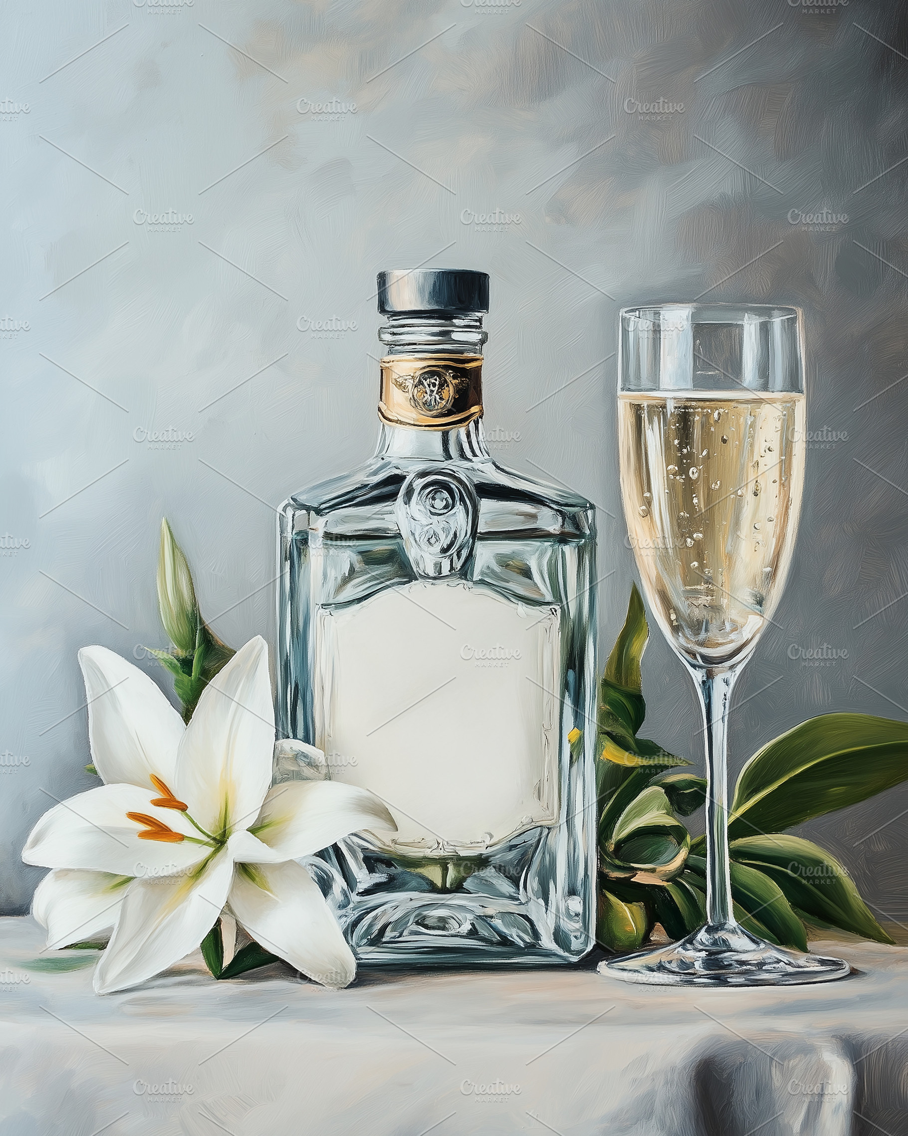 Mockup featuring a gin bottle, a Food & Drink Photo by Imaginarium