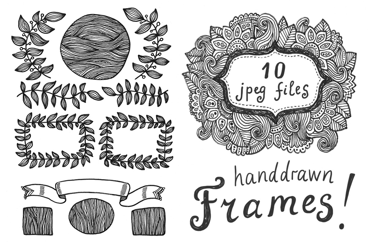 Hand drawn frames set