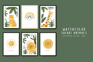 Watercolor Safari Animals