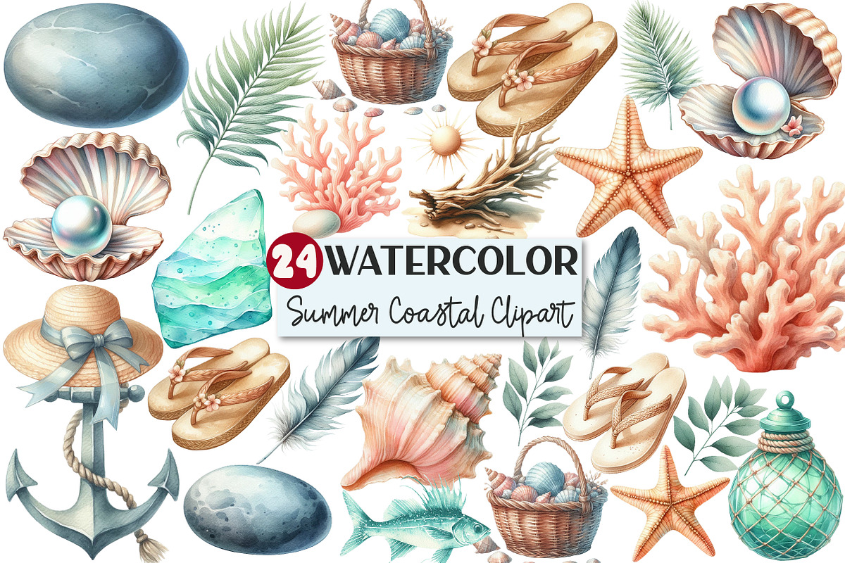 Summer Coastal Serenity Clipart, an Illustration by Rose Art (Photo 1 of 4)