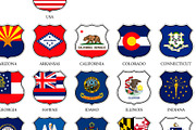 Shields with the flags of the USA, an Education Illustration by frizio (Thumbnail 5 of 10)
