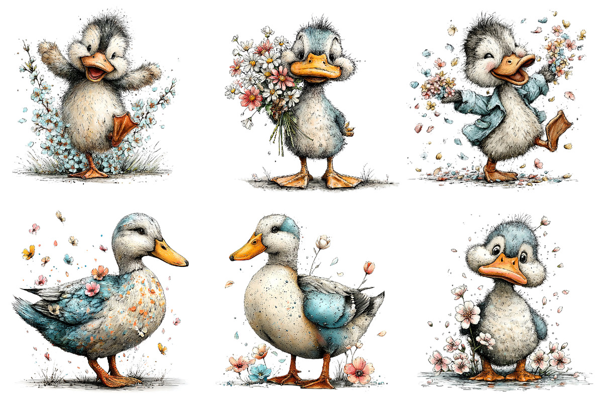 Whimsical Spring Duck Clipart, an Illustration by Dream Creation (Photo 5 of 7)