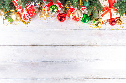 Christmas and New Year gift boxes background, a Holiday Photo by Rimma