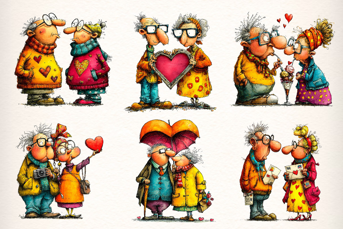 Quirky Valentine Elderly Couple Clip, an Illustration by Dream Creation (Photo 3 of 6)
