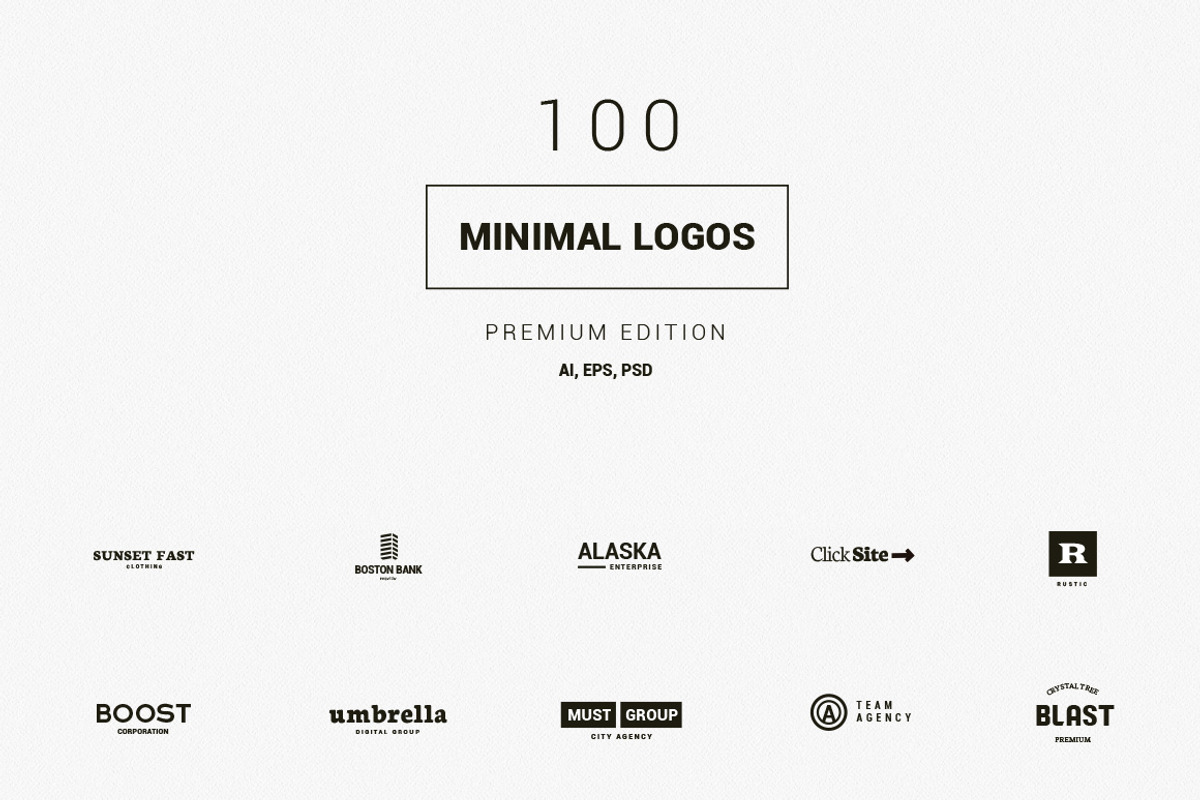100 Minimal Logos - Premium Kit, a Branding & Logo Template by Design District (Photo 3 of 7)
