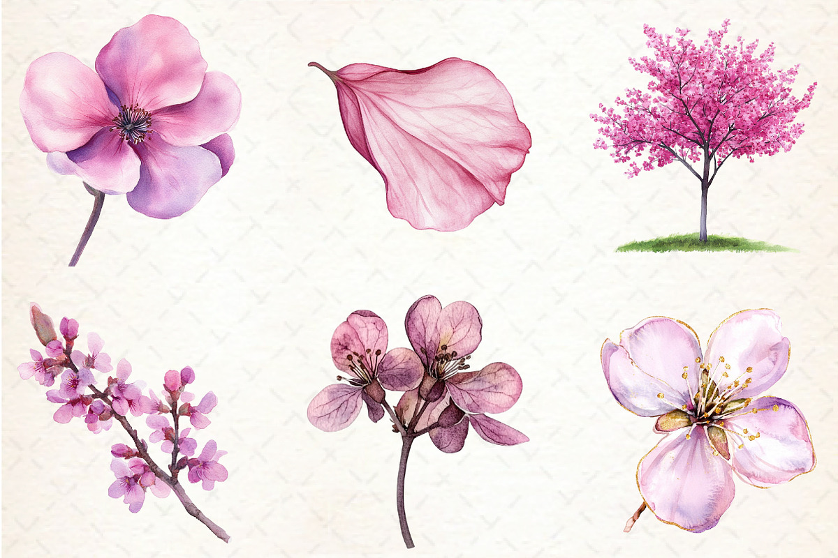 Spring Redbud Flower Clipart, an Illustration by Libby Wishes (Photo 2 of 7)