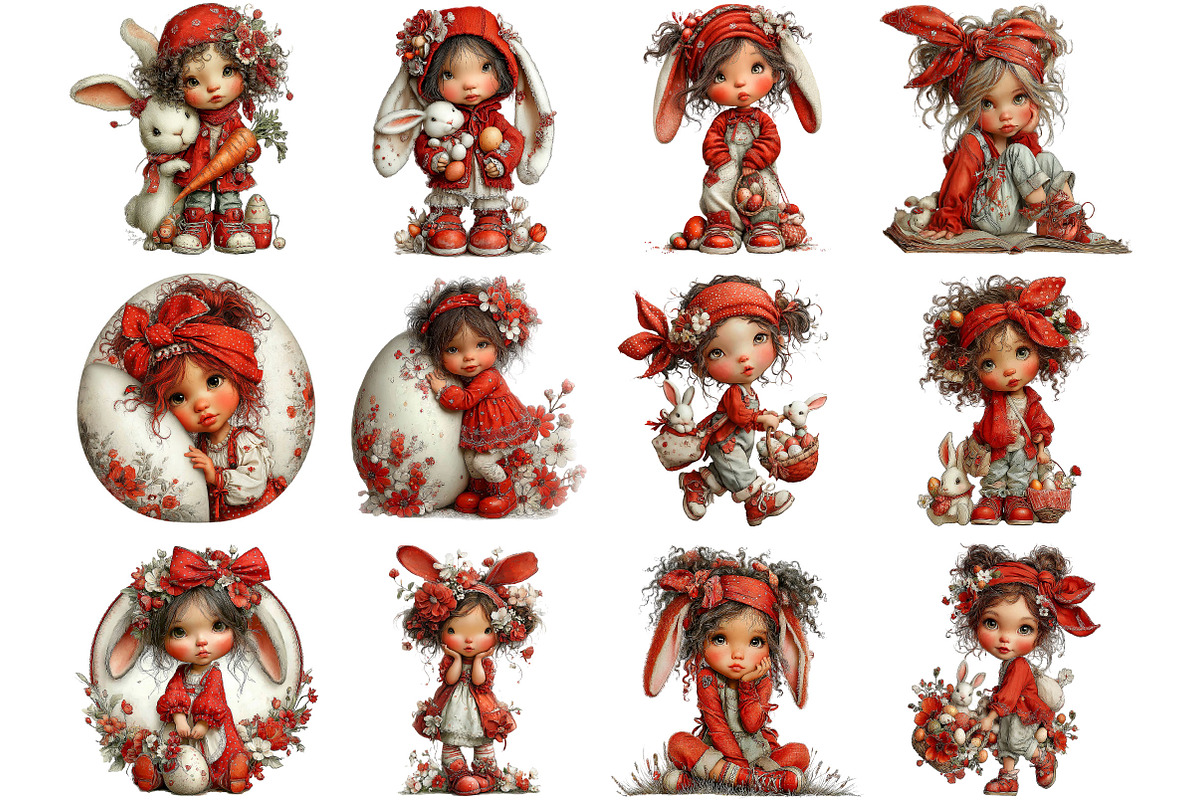 Whimsical Easter Girl Clipart, an Illustration by Designking (Photo 2 of 5)
