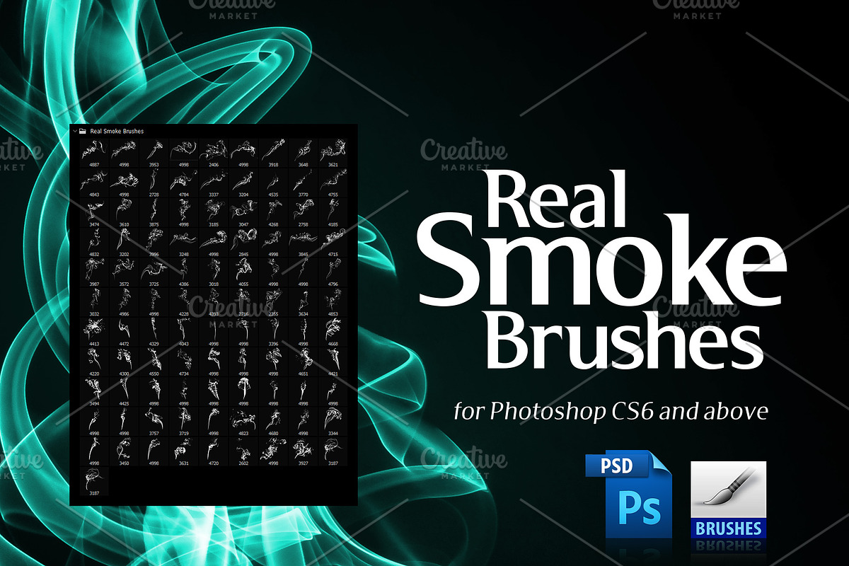 100 Real Smoke Brushes for Photoshop, a Brush Add-On by Creative Graphics (Photo 1 of 11)