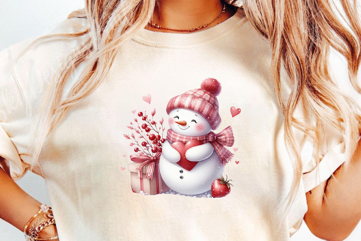 Valentine Cute Snowman Clipart, an Illustration by DreamCafeArt (Photo 6 of 6)