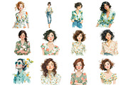 Watercolor Spring Girl Clipart, an Illustration by DreamArtGraphic (Thumbnail 3 of 4)