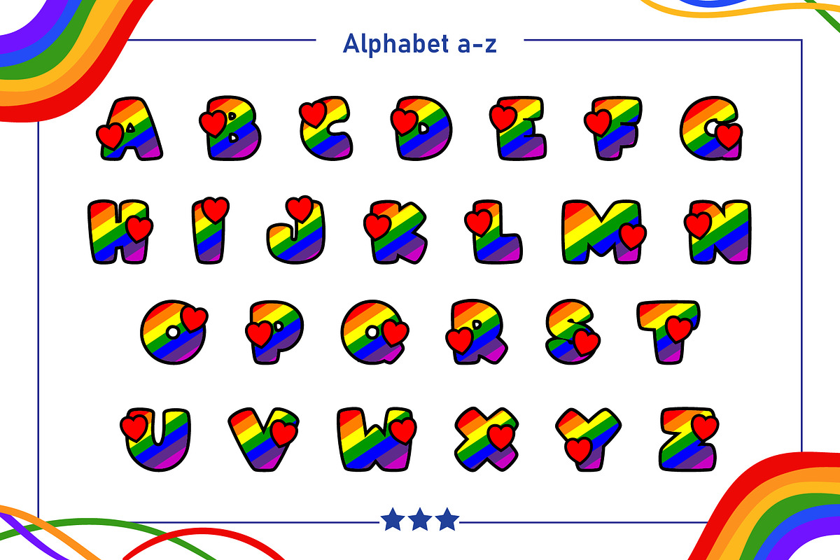 Rainbow Pride Color fonts, a Font by Fox7 By Rattana (Photo 2 of 8)
