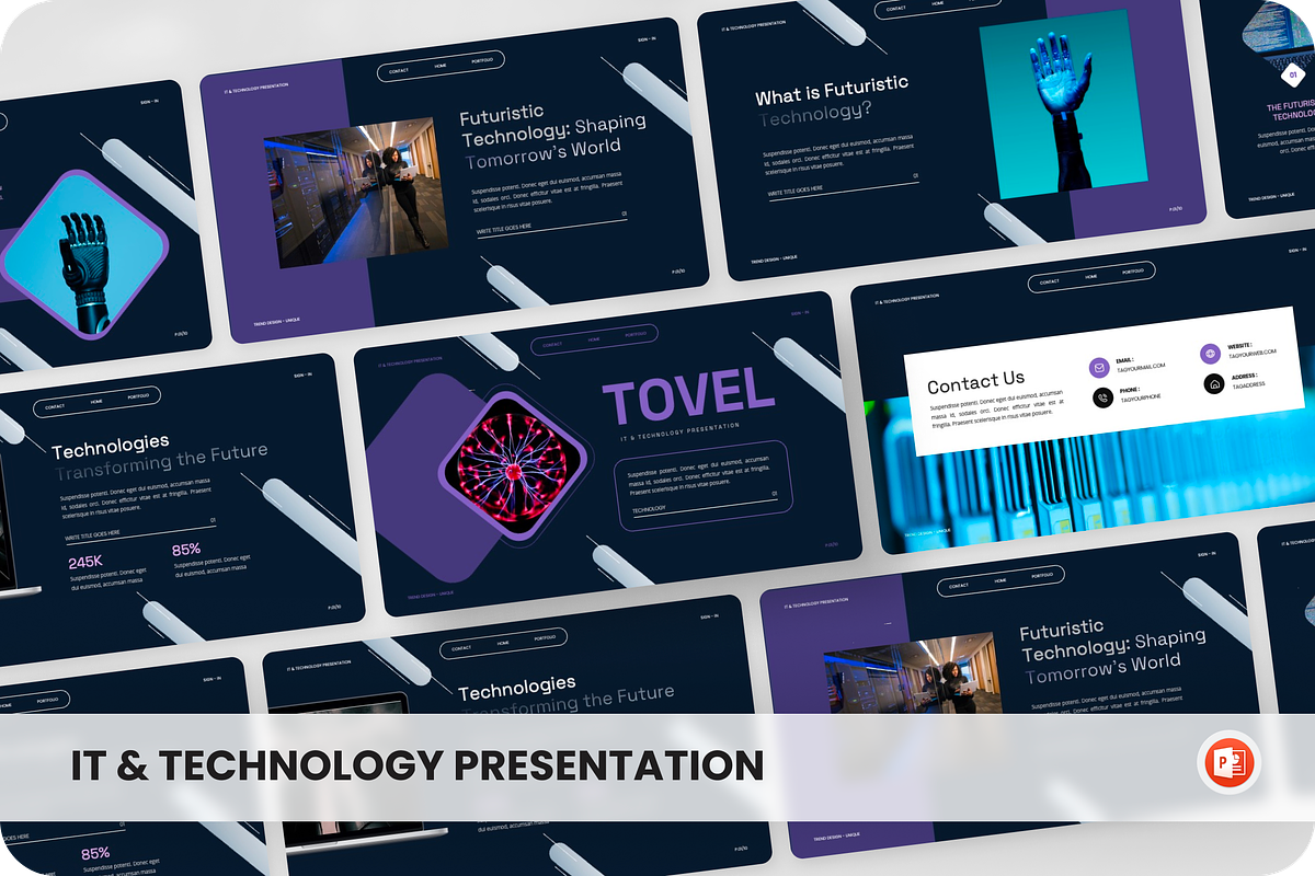 Tovel - IT & Technology PowerPoint, a Presentation Template by SquidPixey (Photo 1 of 6)