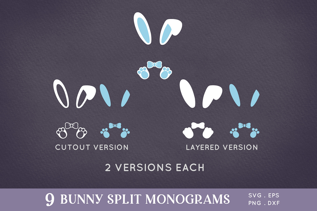 Easter Bunny Ears Split Monogram svg, an Illustration by Peachycottoncandy (Photo 3 of 8)