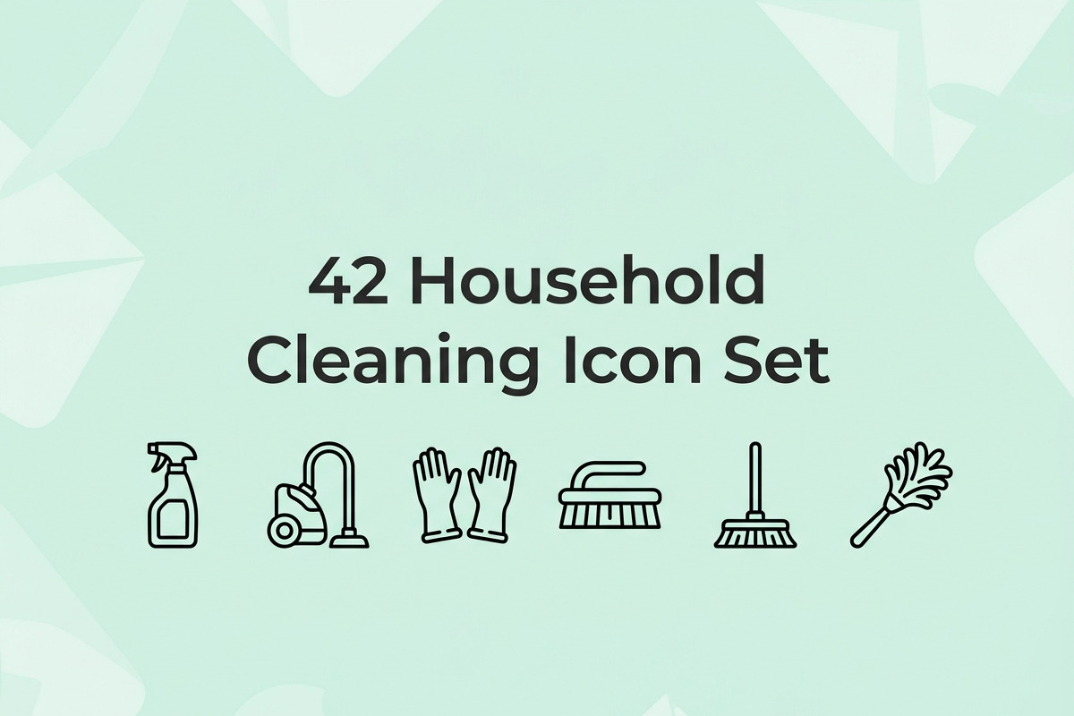 42 Minimal Household Cleaning Icons, an Outline Icon by adenpinkstore (Photo 1 of 17)