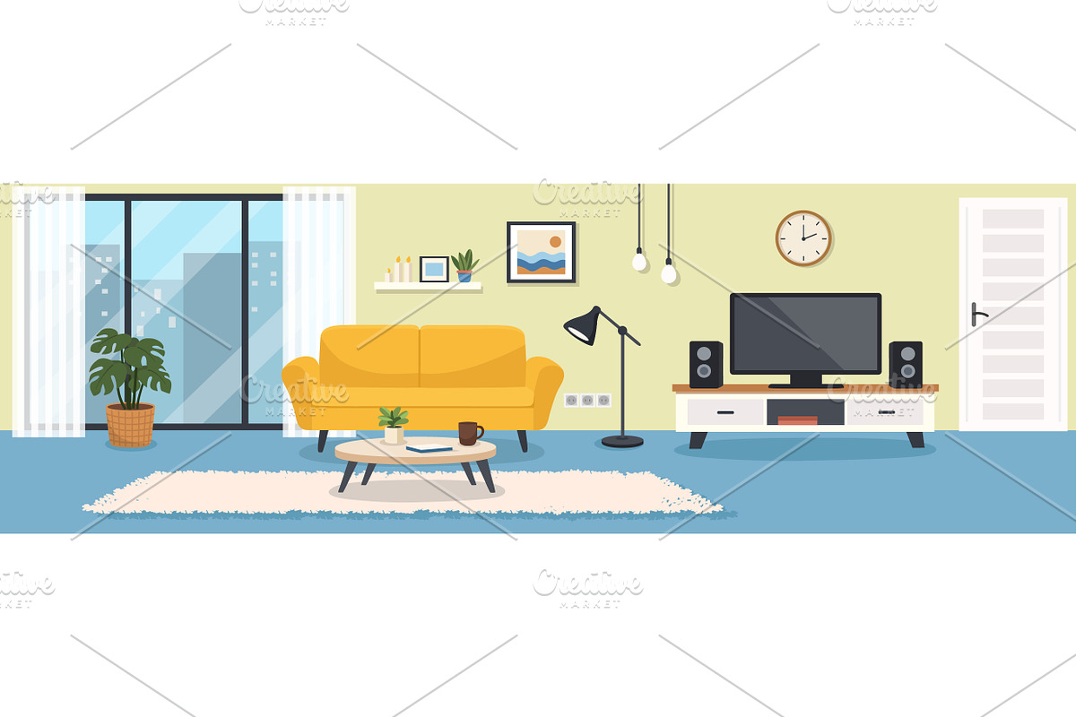 Living Room Interior Set, an Object Illustration by Olena Halahan (Photo 2 of 3)