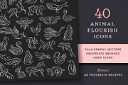Animal Flourish Icons & Brushes, an Icon by Molly Suber Thorpe (Thumbnail 1 of 11)